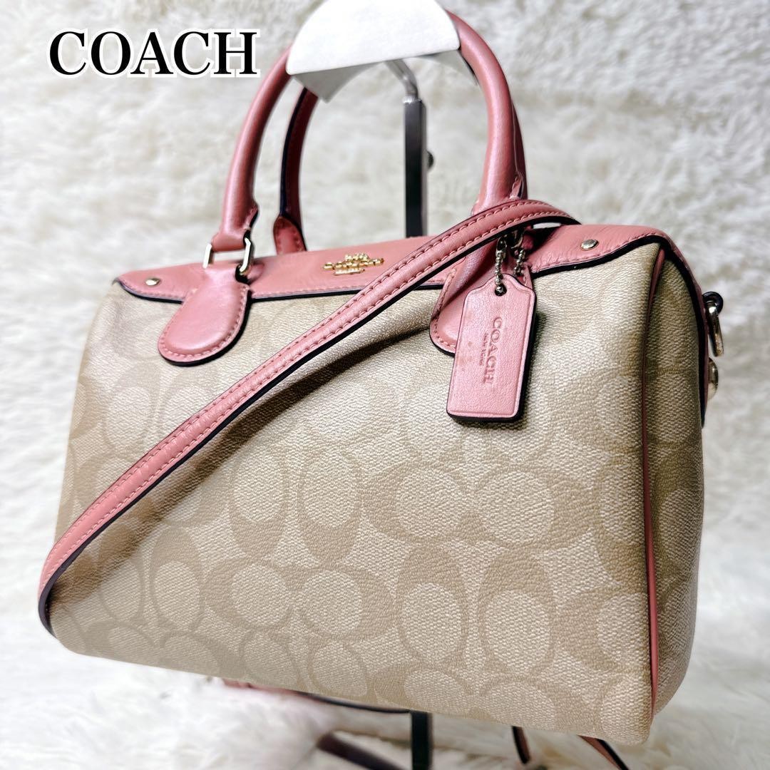 COACH Signature 2way Mini Boston Pink Leather Handbag Authentic Vintage
