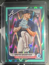 2024 BOWMAN CHROME AJ SMITH-SHAWVER AQUA RAYWAVE REFRACTOR RC 178/199🔥BRAVES🔥