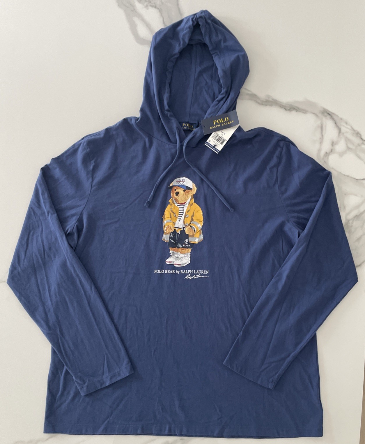 Ralph Lauren Polo Men's Long Sleeve Polo Bear T-Shirt Hoodie 29Blue Size XL New!