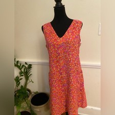 VINTAGE tank shift dress in HAWAII handsewn 70's paisley pink orange purple XL