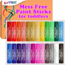 Tempera Paint Sticks, 24 Washable Paint Sticks with 50 Page Coloring Book