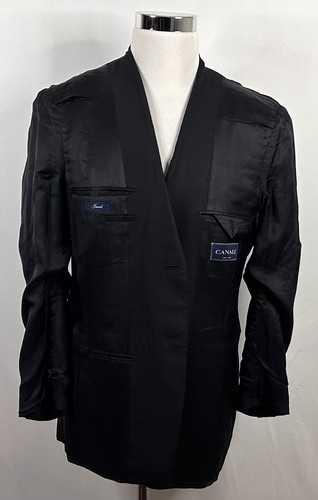 Canali 40R Travel Sport Coat 100% Wool Black Two Button Lined Double Vented - Picture 8 of 9