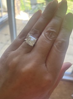 TJC Royal Asscher 5.00ct Moissanite Solitaire Ring 925 Silver Size M