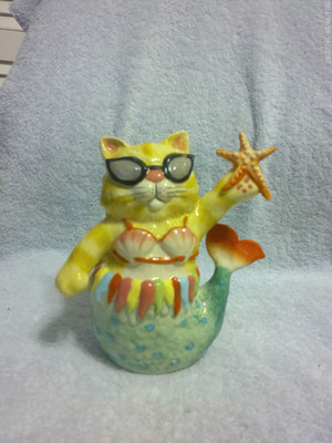 Blue Sky Clayworks Kitty Cat Mermaid Figurine 8'' X 8''  New No Box/Tag