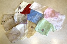 Lot Of 13 Vintage Ladies Handkerchiefs Blue Ballerina, Polka Dot, Embroidered,