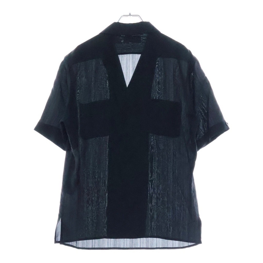 Camicia SAINT LAURENT PARIS seta manica corta collo aperto nera JP53 2020 usata 3cf