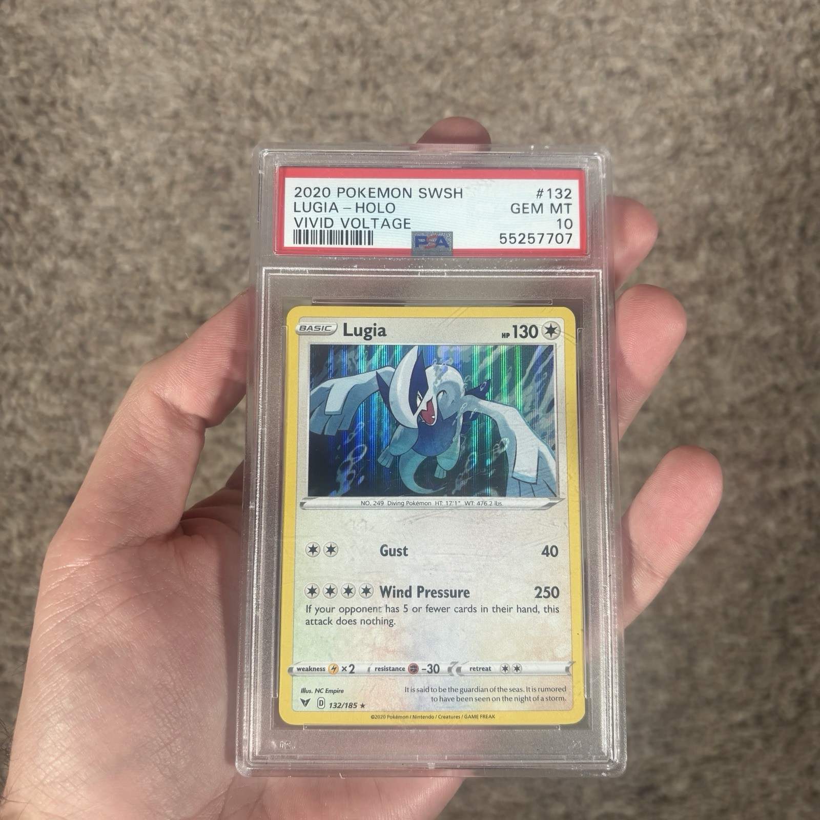 2020 POKEMON SWORD & SHIELD VIVID VOLTAGE #132 LUGIA-HOLO PSA 10