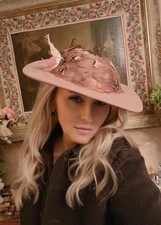 MR. JOHN FEATHER COUTURE HAT BLUSH WOOL MUSEUM QUALITY