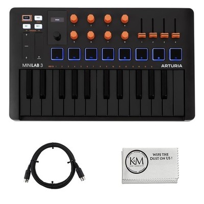 Arturia MiniLab 3 Compact MIDI Keyboard and Pad Compact, Black/Orange 