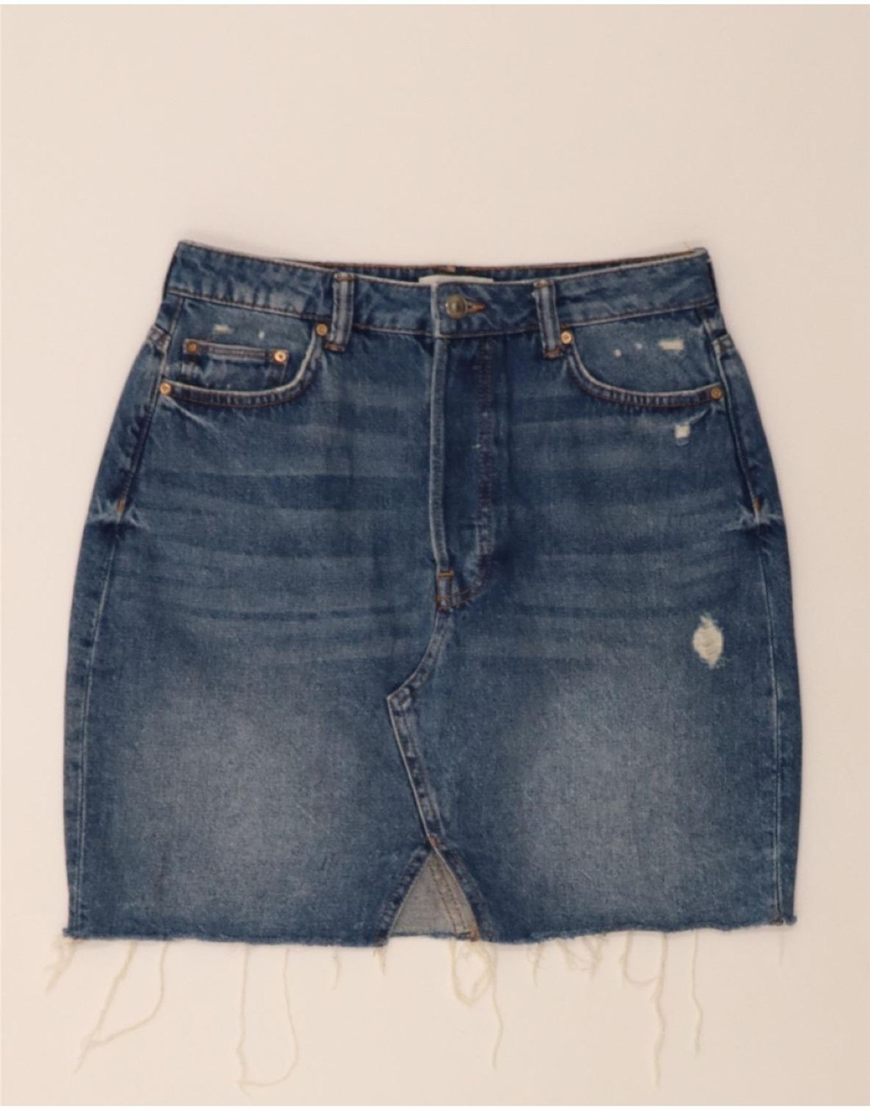 H&M Womens Denim Skirt UK 10 Small W28 Blue Cotton CH12