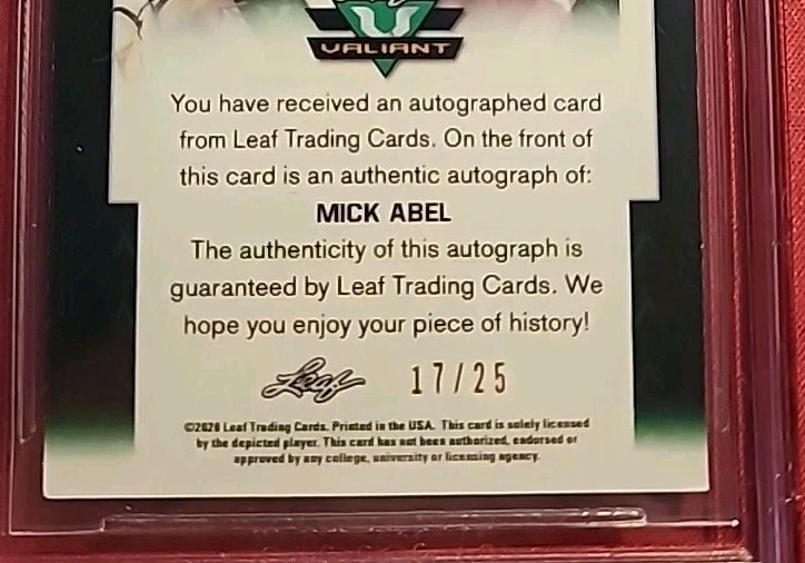 2021  MICK ABEL RC AUTO  #17/25 BGS 9.5/10 LEAF PURPLE VALIANT GEM MINT PHILLIES - Image 4 of 4