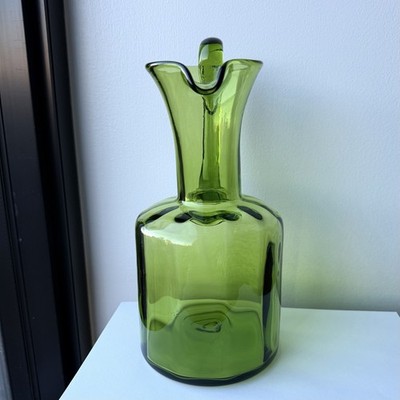 Blenko Glass #6511 Optic Pitcher Kiwi Green 10