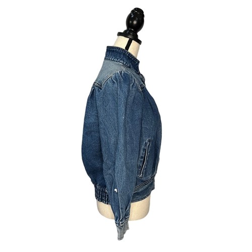 90s 80s Vintage Denim Jeansjacke Retro Full Snap Puffy Shoulders Size Small - Bild 2 von 5