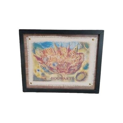 Warner Bros Harry Potter Hogwarts Canvas Framed Wall Map 12'' X 9''