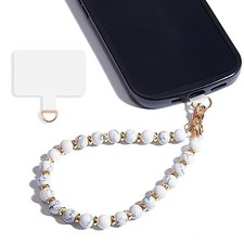 Marble Beaded Phone Wrist Strap,Detachable Phone Bracelet Strap Marble-white