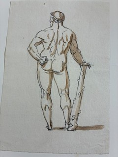 18 C French neoclassical school study 'Charles Dufresne' ink/laid/watermark