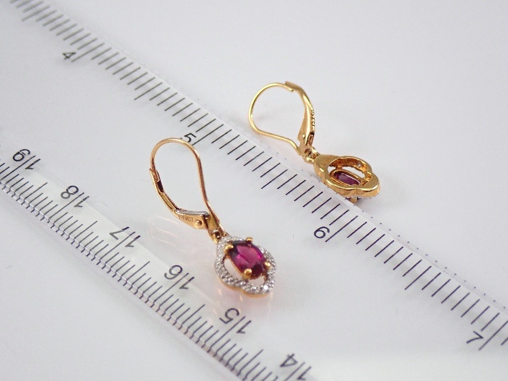 2Ct Oval Cut Lab Created Pink Ruby Drop Dangle Ea… - image 4