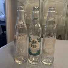 Lot of 3 Royal Palm Soda Bottle  ACL 10oz Live Oak, Jacksonville, Assorted FLA