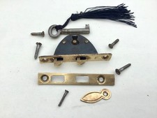 ANTIQUE WRITING SLOPE LOCK & KEEP WITH ITS KEY + BOARDS CATCH & SCREWS