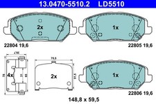 Bremsbelagsatz Scheibenbremse ATE Ceramic 13.0470-5510.2 für HYUNDAI i30 PDE PD