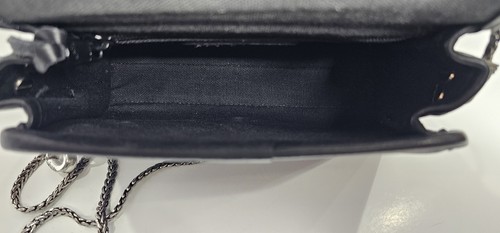 Vintage Brighton schwarz Krokoprägung Leder Tasche Silber Kette Crossbody Riemen Anhänger - Bild 10 von 17