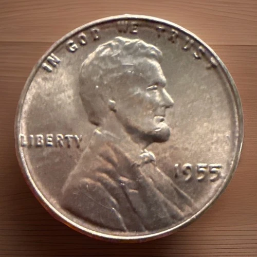 1955P Lincoln Wheat Cent Penny Poor Man's Double Die BU Actual Coin Pics 1445