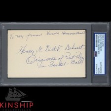 Henry Dutch Dehnert signed 3x5 Index Card PSA DNA Slab Basketball Auto C5153