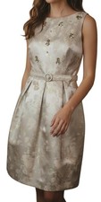 Eliza J Sz 4 Womens Gold Floral-Jacquard Retro Preppy Cocktail Party Dress