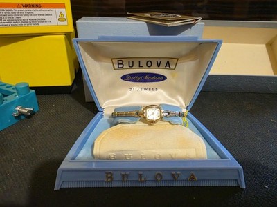 Bulova Dolly Madison Mechanical Manual 21J Silver Bracelet Watch w/Box AS-IS