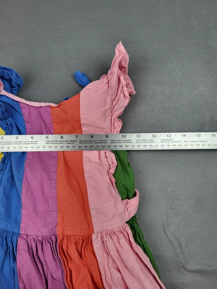 Mini Boden Rainbow Striped Maxi Dress Girls 9 10Y Pink Ruffle Hippie Boho Summer - Image 3 of 4