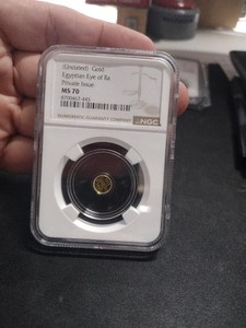NGC MS 70 Undated Gold Egyptian Eye of Ra Private Issue Coin 8700467-445