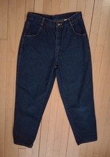 Vtg 80s Brittania Jeans Dk Blue Cotton Hi Rise Pleated Tapered Leg 32x29 Sz 14
