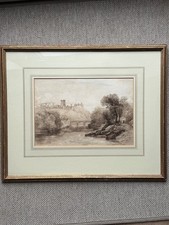 Pretty David Cox Jr. (1809-85) antique Yorkshire watercolour of Richmond Castle