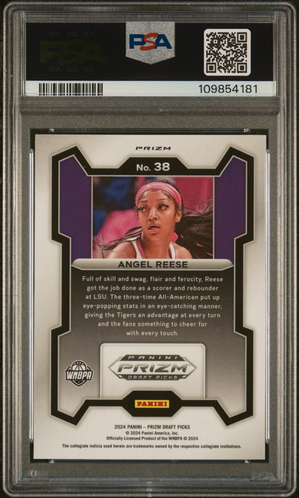 2024 PANINI PRIZM DRAFT PICKS #38 ANGEL REESE ROOKIE PURPLE WAVE PSA 9 RC LSU view 2