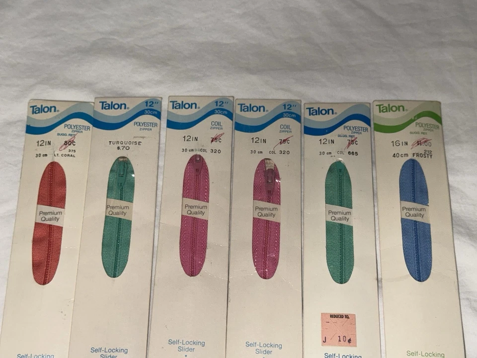 Vintage J&P/ Talon Coats Neck Opening Zippers Lot Of 13 Mixed Colors Sizes - Image 4 of 4