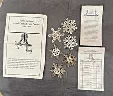 Hand-Crafted Pewter 2D 3D Snowflake Ornaments 2.25” Signed Artist Jerry Jackson