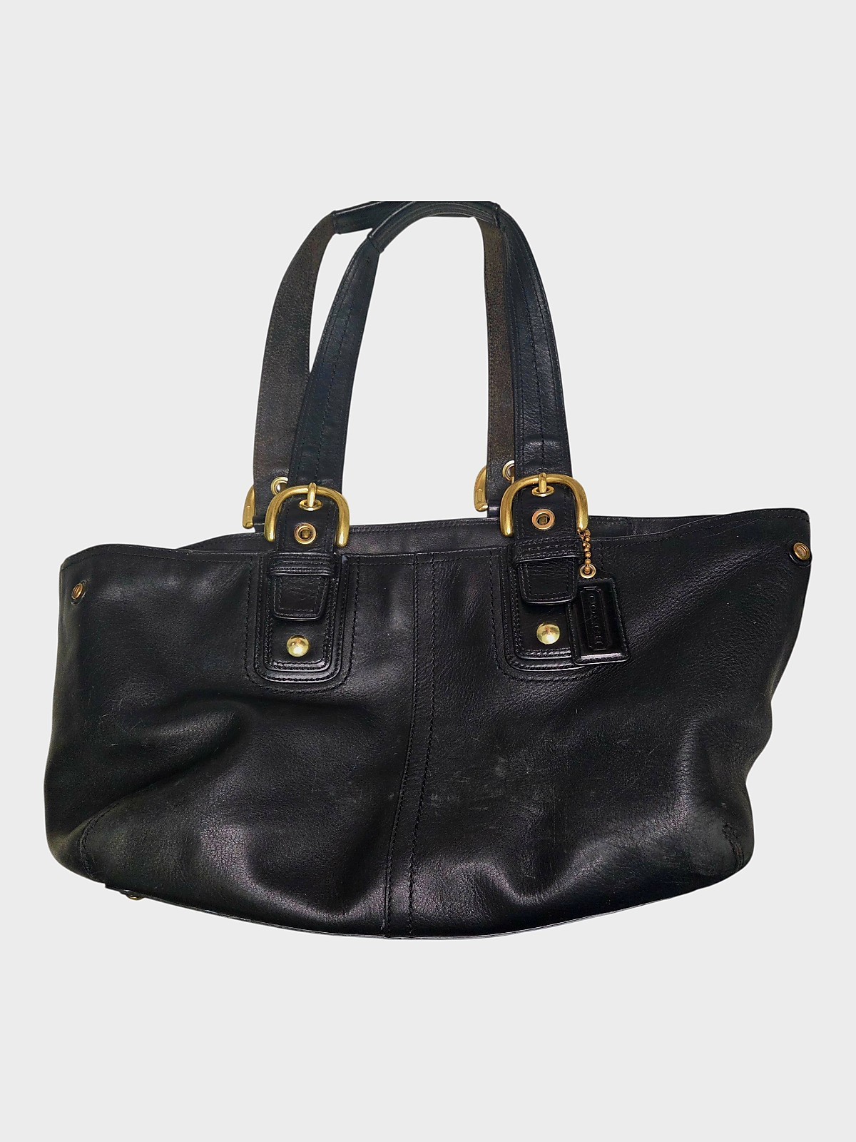 Y2K Coach Soho Black Pebbled Leather Satchel Shoulder… - Gem