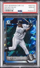 2022 BOWMAN CHROME SAPPHIRE ED PROSPECTS #BCP152 OSCAR COLAS PSA 10