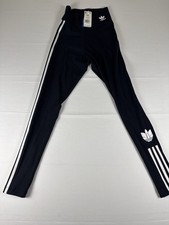 Adidas Originals High Waist Womens XS Black White 3 Stripe Leggings NWT