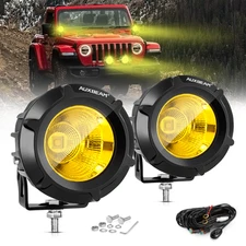 AUXBEAM 3.5"inch 50W Round Yellow LED Fog Lights Pods Offroad Driving Work Lamp