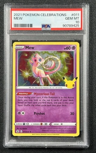 MEW PSA 10 2021 POKEMON SWORD & SHIELD CELEBRATIONS #011/025 GEM MINT 9425