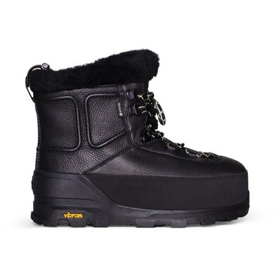 UGG SHASTA BOOT MID BLACK LEATHER WOOL SNOW ALL GENDER BOOTS SIZE US M6/W7 NEW
