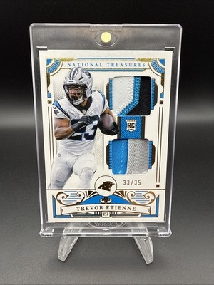 2025 Panini National Treasures Trevor Etienne Gold Rookie True Dual Patch /35