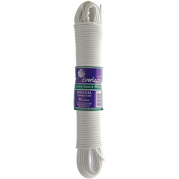 EVERLASTO 'Kleenwash' White PVC Clothes/Washing Line 4.8mm x 30M