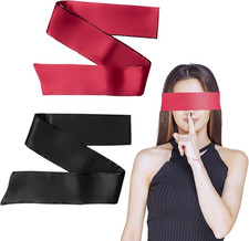 2 Pcs Satin Eye Mask for Sleeping - Silk Blindfold for Women  Men - Adults Coup