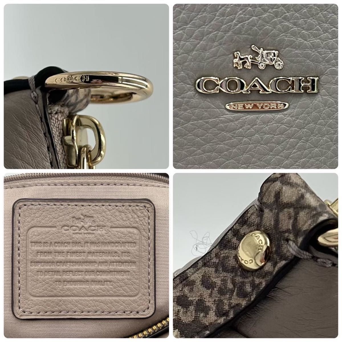 COACH Tote Bag Python Pattern Leather Beige F3588… - image 6