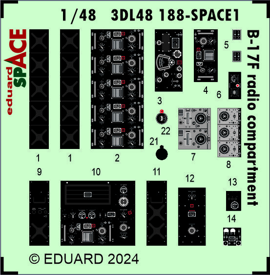 Eduard ED3DL48188 Boeing B-17F Flying Fortress radio compartment SPACE 1:48