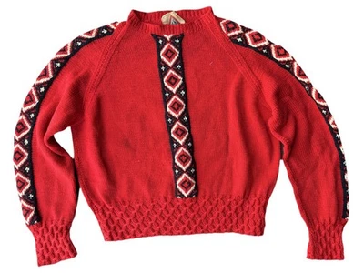 Vintage 60s-70s L'Alpina Milano hand-made red wool sweater Women Size M Italy - Image 1 of 4