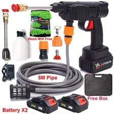 2 Battery Portable Cordless Car High Pressure Washer Jet Water Wash Cleaner Gun