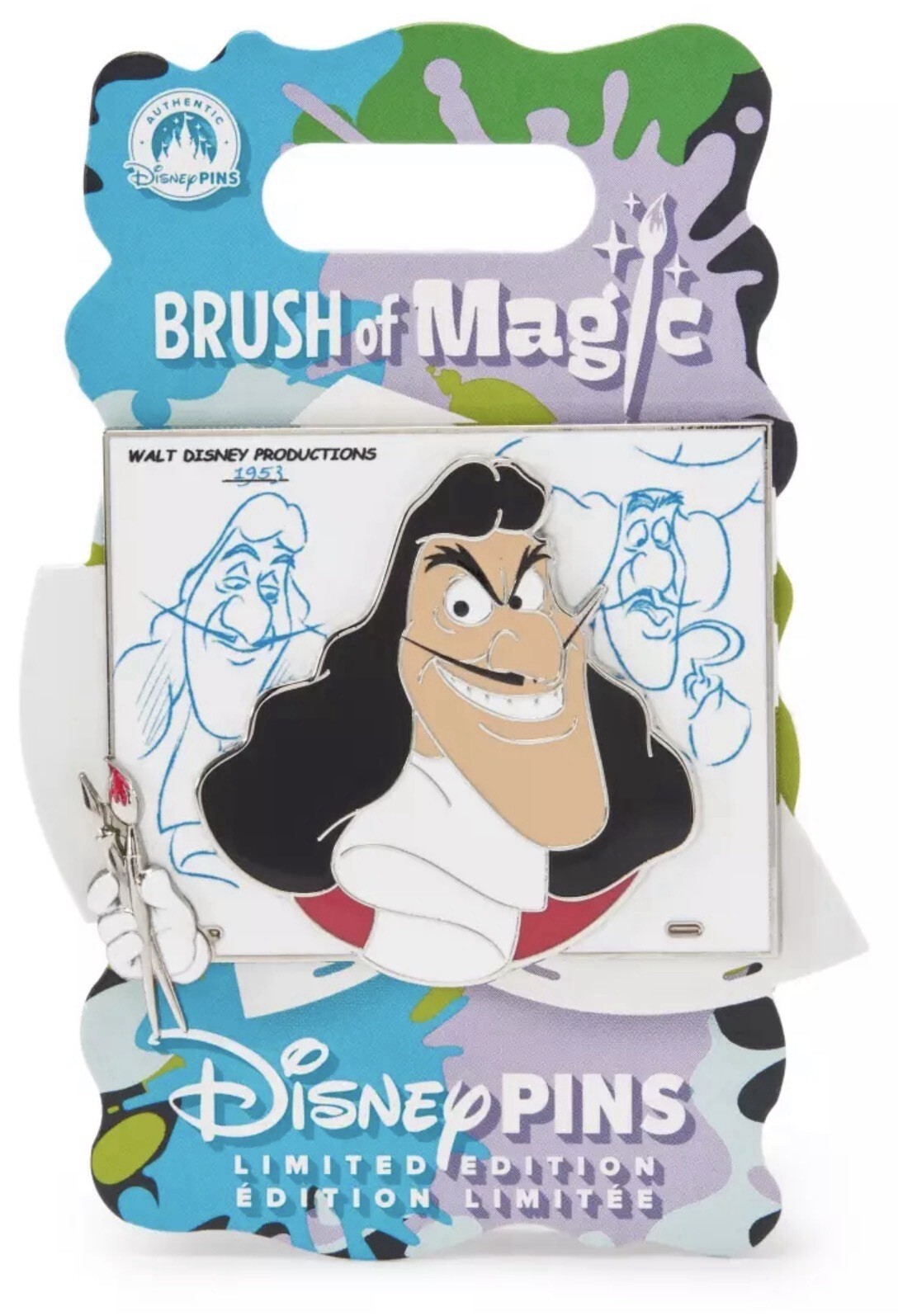 2026 WDW Disney Brush of Magic Peter Pan Captain Hook Pin Limited Edition 3750